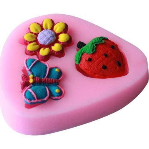 Strawberry, Flower And Butterfly Shape Candy Jello Mould Soap Mold Food Grade Silicone Fondant Cake Tool Bakeware Cookware D433