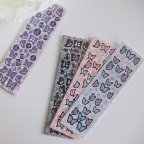 Ins Colorful Butterfly Blingbling Cute Stickers Laser Traceless Mobile Phone Diy Creative Collage Stationery Decorative Sticker