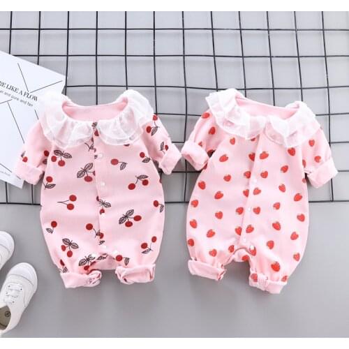 Newborn Baby Girl Rompers Spring Fashion Cotton Print Clothing Infant Chiffon Long-sleeved Outing Romper Bebes Cute Clothing