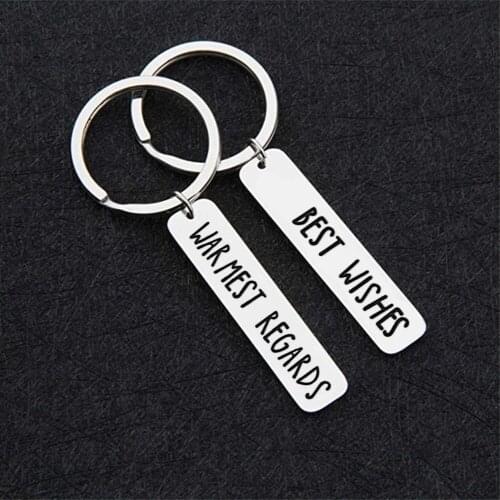 Metal Stainless Steel Keychain Couple Boyfriend Girlfriend Keyring Anniversary Gifts Lettering-Best Wishes War Mest Regards