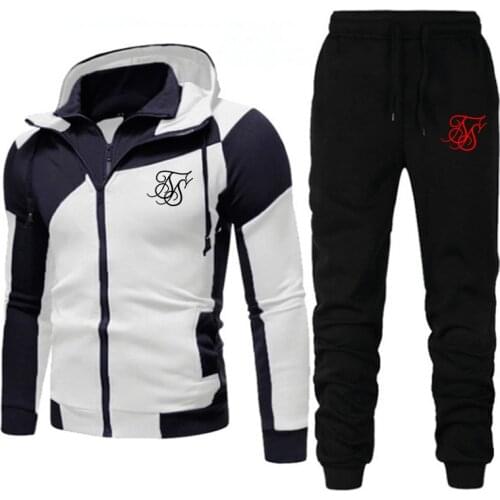 Sik 2021 Winter New Sik High Quality Mens Double Zipper Hoodie Suit Fashion Mens Sweater + Casual Pants Suit Asian Size S 3XL