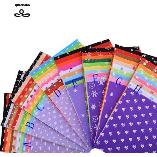 Printed Felt Non Woven Fabric 1mm Thickness Polyester Cloth For Sewing Dolls Crafts Home Decoration Pattern Bundle 15x15cmb-034