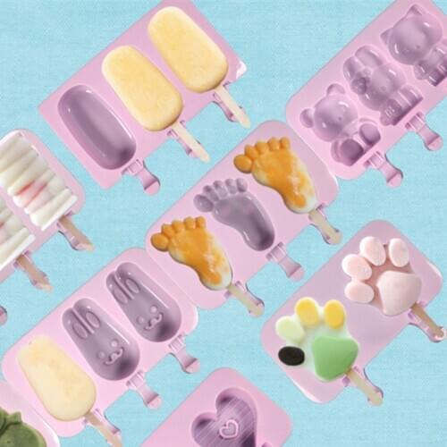 Food Grade Silicone Ice Cream Mold Popsicle Molds DIY Homemade Cartoon Ice Cream Popsicle Ice Maker Mould Baking Tools