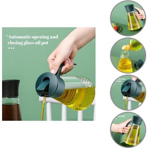 Oil Pot Transparent Vinegar Pot PP Leakproof Fashion Auto Flip Olive Oil Dispenser