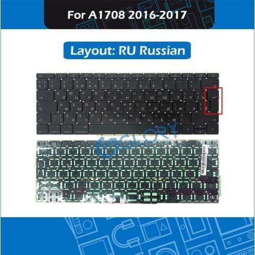 New Laptop Big Enter key RU Russian Layout A1708 Keyboard For Macbook Pro Retina 13" 2016 2017 Russia keyboard Replacement
