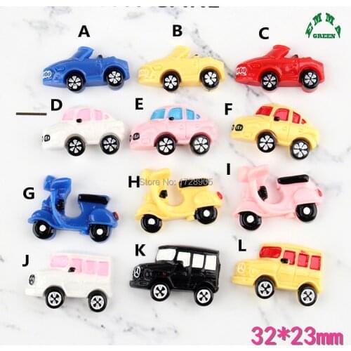 Resin Cabochon Flatback Cute Car Motorcycle Cabohcons Kawaii 10pcs for DIY phone case Hair Bow Decoration Supplies Scrapbooking