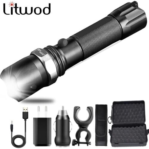 XM-L2 U3 Attack Head Tactical Led Flashlight Torch Zoom Waterproof Aluminum USB Rechargeable 18650 or AAA Battery Bike Lantern