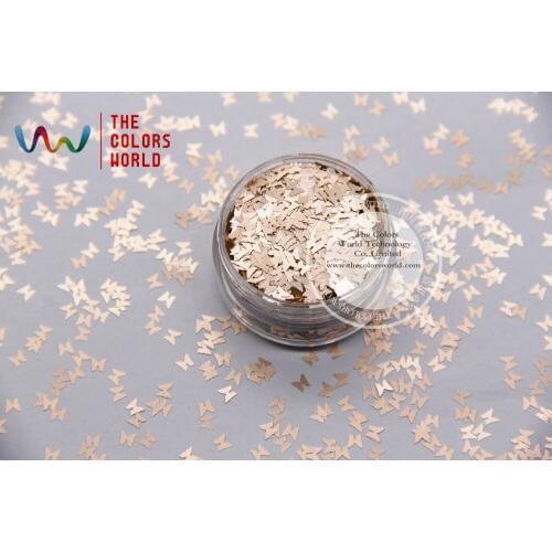 TCJ100 Pearlescent Light Gold Colors Butterfly shape 3.0MM Size Glitter for nail Art nail gel makeup or DIY decoration