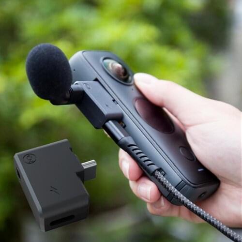 Universal 35CM USB-C Charging Audio Mic Adapter for Insta360 ONE X2