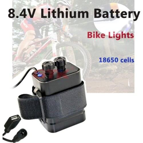 GTK Bike lights 8.4V lithium battery 18650 cells 4800mah 7200mah for Bicycle headlights Outdoor charging source mobil phone