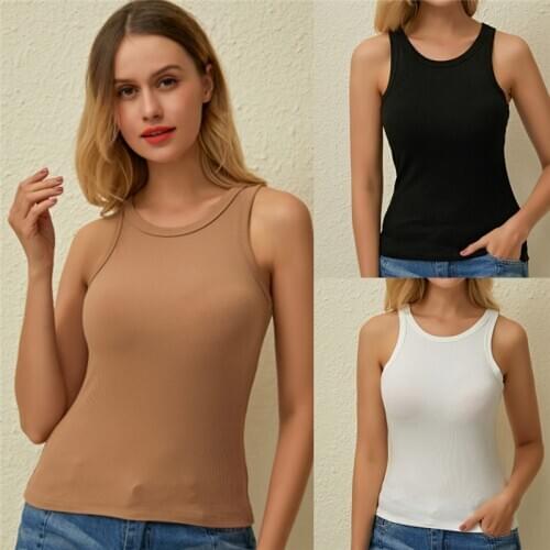 Bigsweety Basic Solid T Shirts Women Slim Halter Neck Off-shoulder Camisole Tops Tees Summer Female Tanks Sleeveless