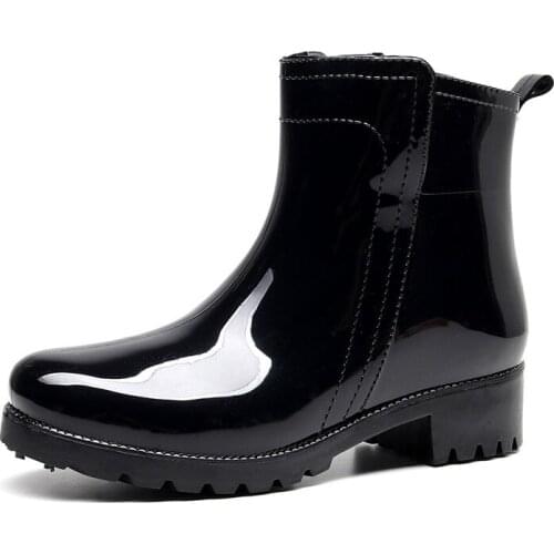 Autumn Women Rain Boots Non-slip Water Shoes PVC Waterproof Wear-resistant Rubber Shoes Casual Middle Rainboots Fashion Boots