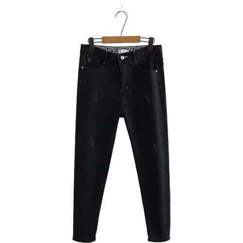 Plus size Solid black Elastic women pencil pants 2021 new spring autumn casual ladies pants female trousers