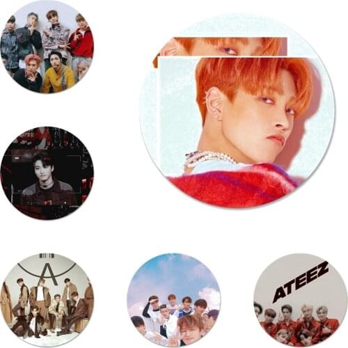 58mm ATEEZ HongJoong SeongHWA Icons Pins Badge Decoration Brooches Metal Badges For Clothes Backpack Decoration