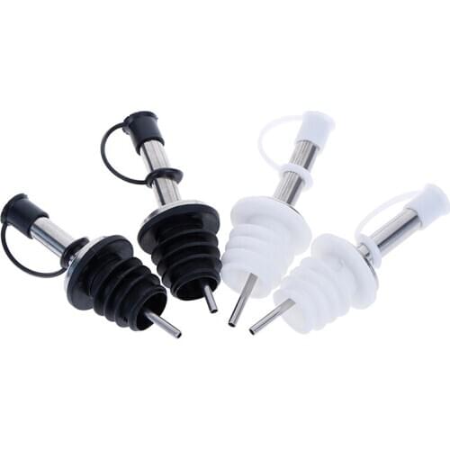 1PC Stainless Steel Oil Bottle Spout Pourer/Mouth with Stopper Flask Dry Red Wine Pot Bottle Cork Plug Olive Pourer Dispenser