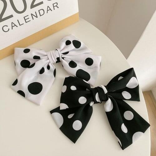 1PC Sweet Girl Wave Point Bow knot Spring Clip Back Head Top Hairpin Headdress