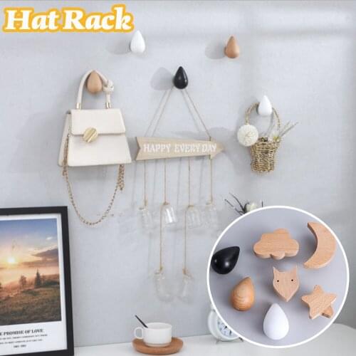 1PC Cartoon Wood Pull Handle Door Knob Wooden Glass Hook Hat Rack Cabinet Drawer Wardrobe Pulls Handmade Furniture Component