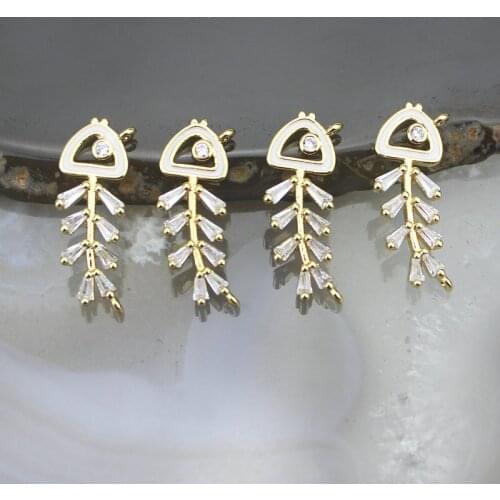 10*25mm 10pcs/lot Fashion fish shape cz pendant, cubic zirconia charm component, handmade diy necklace/bracelet jewelry