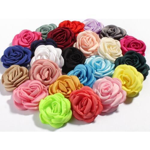 120pcs/lot 6cm 24colors Fashion Burned Rolled Petal Rose Hair Flowers for Hair Clips Vintage Fabric Flowers For Hair Accessories