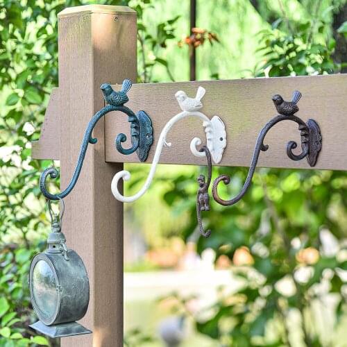 Sungmor Cast Iron Plant Hanger Wall Hooks 2PC Heavy Duty Hanging Basket Brackets - Lovely Bird Shape Decorative Wall Hangers