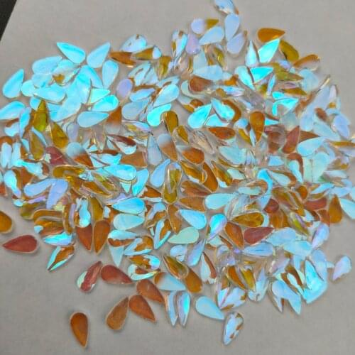 30pcs Transparent Aurora Nail Art Rhinestone Flat Mixed Shape Crystal Glass 3D Fashion Nail Art DIY Decoration Accessories