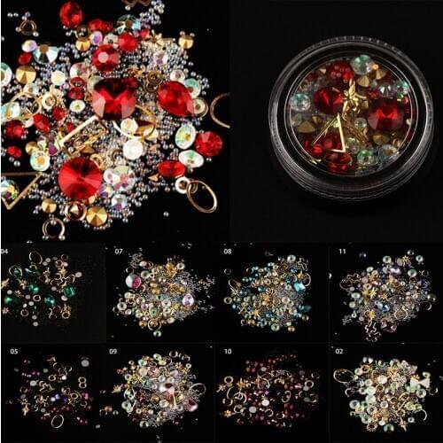 3D Nail Rhinestone Rose Crystal Stone Metal Nail Art Decoration Mini Beads Metal Rivet Nail Accessories DIY Decors Tips Nail Art