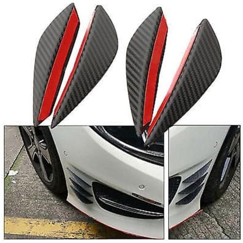 4Pcs Carbon Fiber Car-Styling Front Bumper Lip Splitter Fins Body Spoiler Decor