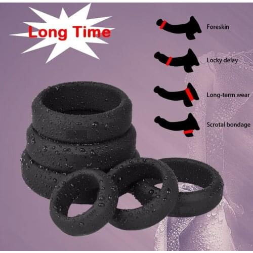 6 Sizes Silicone Cock Ring Penis Enhance Erection Ejaculation Delay Sex Toys for Men Cockring Ball Donuts Ring Sex Shop