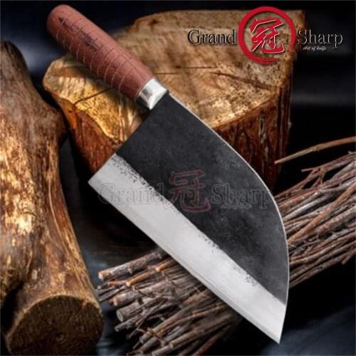 7.8 Inch Handmade Forged Chef Traditional Chinese Forged Cleaver Chef Kitchen Knives Prefessional Meat Vegetables Slicing Tools