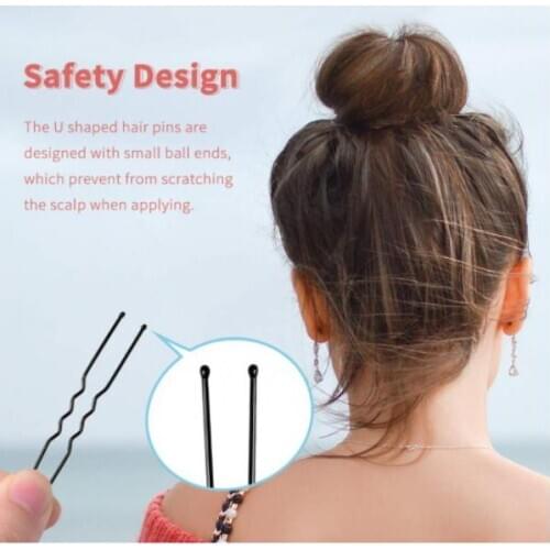 80pcs U Shaped Hair Pins Black, Hairpins for Buns, Premium Hair Pins for Kids