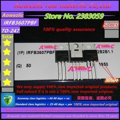 Aoweziic 2019+ 50 PCS 100% new imported original IRFB3607PBF IRFB3607 TO-220 N channel 75V 80A