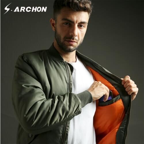 S.archon MA1 Army Green Tactical Military varsity Flight for Men Bomber thick winter jackets