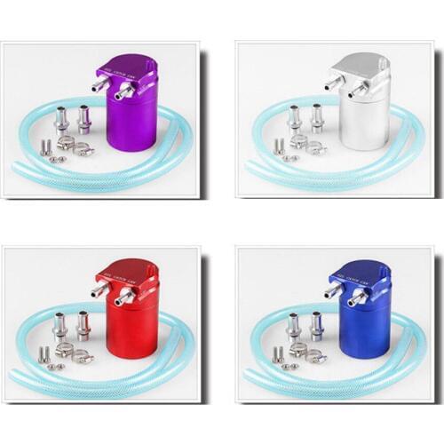 Auto Aluminum Baffled Oil Catch Can Tank Reservoir Breather W/10/14mm Universal Vehicle