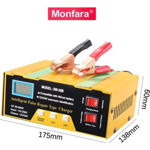 Intelligent Pulse Repair Automatic Moto Battery Charger for 12V 24V Car Motorcycle Lead Acid 12 V Volt Lithium Li ion Batteries