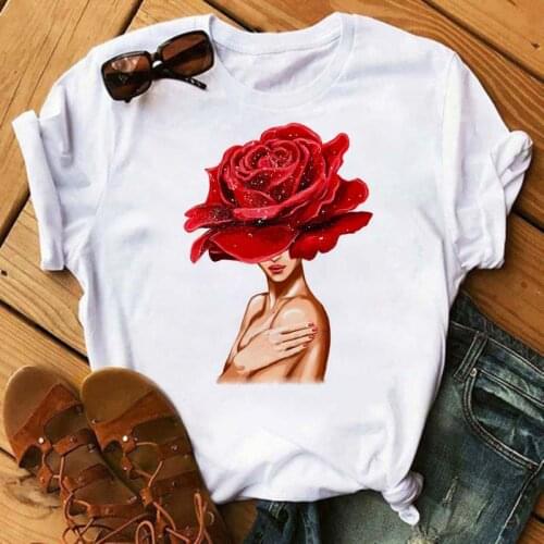 Camiseta negra con estampado con dibujo para mujer, Top Vogue de estilo coreano Harajuku de los 90, camisetas Kawaii para mujer