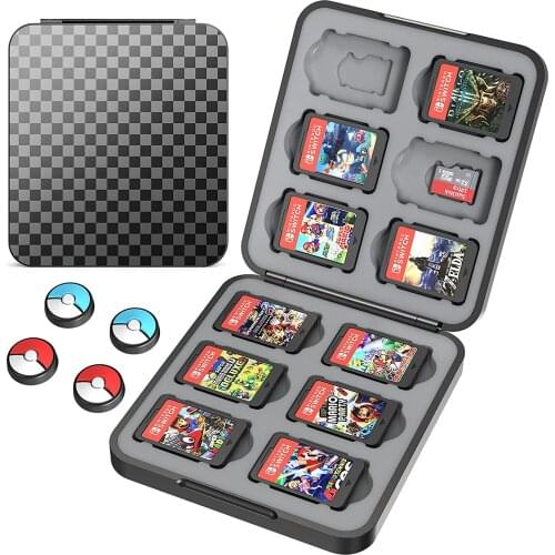 HEYSTOP Game Card Case Compatible with Nintendo Switch Games,Protective Shell Switch Storage Bag with 4 Joy-Con Thumb Gaps