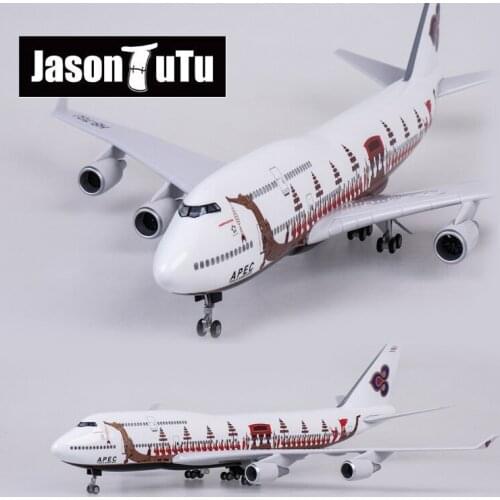 JASON TUTU 47cm THAI Dragon Boeing B747 Airplane Model Aircraft 1/160 Scale Diecast Resin Light and Wheel Plane Gift Collection