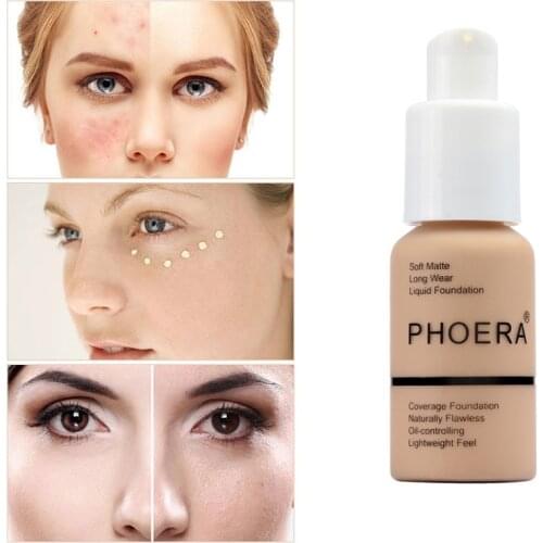 PHOERA Beauty Whitening Concealer Face Powder Oil Base Cream Brighten Moisturizing Facial Liquid Foundation Makeup Primer TSLM1