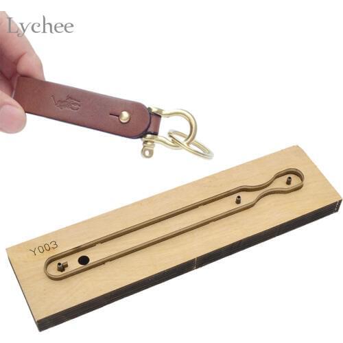 Lychee Life DIY Leather Craft Tool Key Ring Template Knife Punch Tool Handmade Leather Key Chain Cutter Hand Tool
