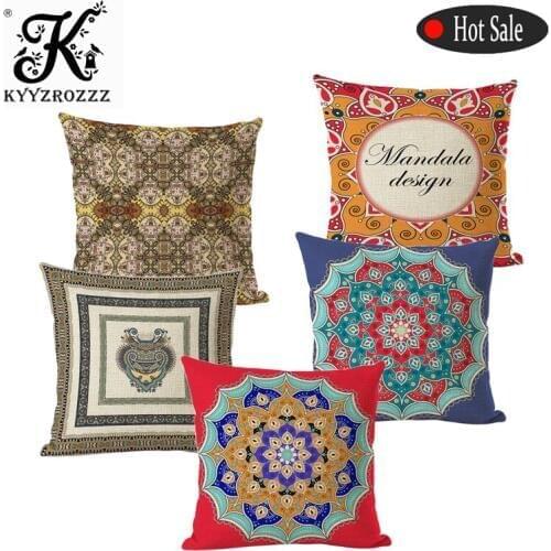 Mandala Pattern Cushion Covers Geometric Circular Pillow Case for Decoration of Automotive Home Capa Almofada Decorativa