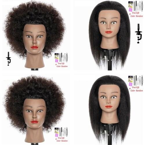 Mannequin Doll Head For Hairstyles Real Hair Professional Styling Head 8 Inch Afro Hairdressing Head Afro Styling Head