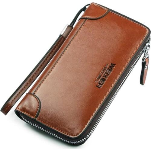 2021 Men Long Fashion Wallets Designer Zipper Card Holder Leather Purse Solid Coin Pocket High Quality Male Purse Clutch Bags