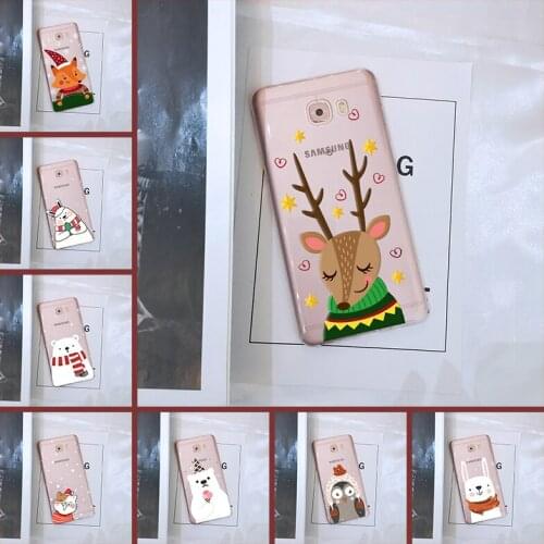 Soft Phone Case Silicone For Samsung Galaxy C5 C7 C8 Christmas Cat Cute Dog Fox Rabbit Bear Back Cover For Samsung C9 C7 C5 Pro