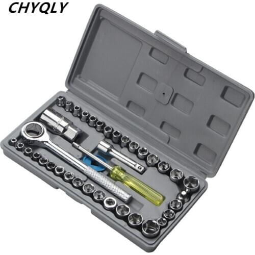 40pcs/Set Socket Wrench Set Car Motorcycle Repair Tool Multifunction Wrench Socket Combination