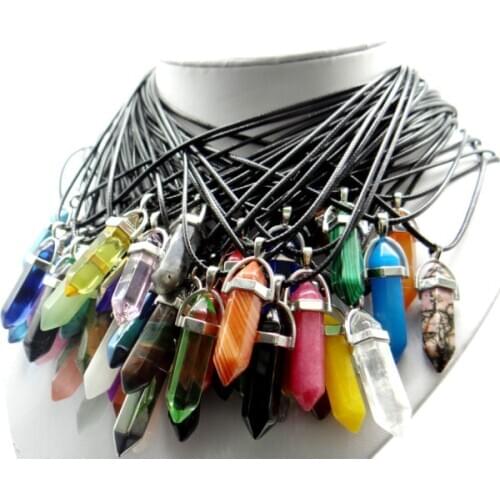 Natural stone Quartz Crystal Turquoises aventurine Opal tiger eye charms pendant for diy Jewelry making necklace Accessories A4