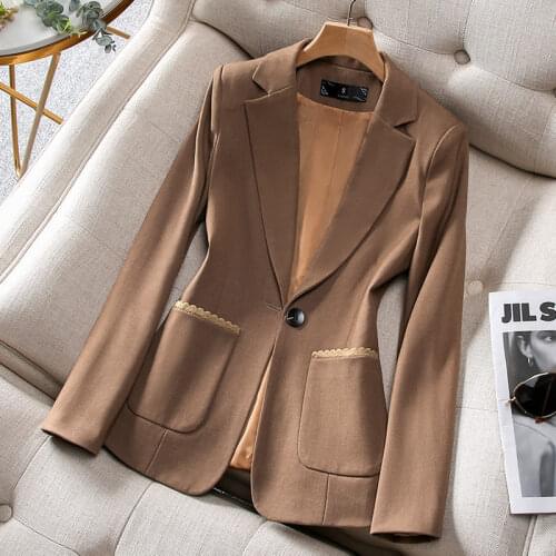 New Arrival Blue Suit Jacket Female Spring Autumn 2021 Korean Casual Fashion Temperament One Button Lady Slim Blazers 4XL e106