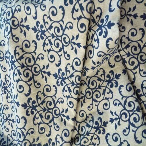 One Yard 145cm Width Vintage Brand Quality Traditional Blue Porcelain Stripe Printed Cotton Linen Fabric For DIY Sewing