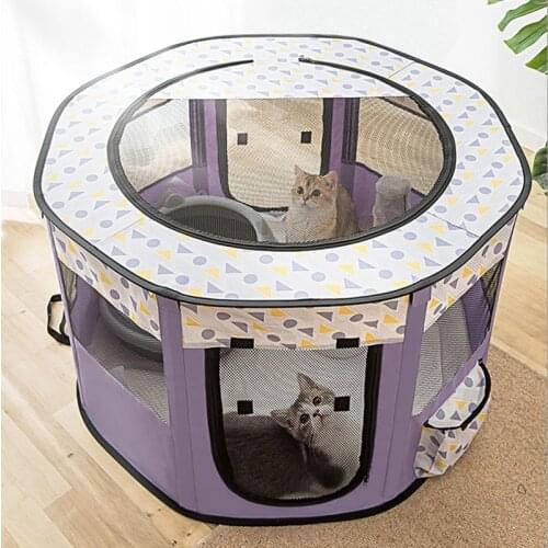 High Grade Dog Tent Portable House Breathable Outdoor Kennels Fences Pet Cats Delivery Room Easy Operation Octagonal Pet Playpen