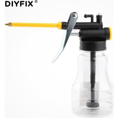 DIYFIX 250ml Grease Gun Oil Pump Lubricating Oil Can Plastic Transparent Hose High Pressure Oiler Oil Injector Can Car Repair