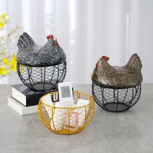 Practical Iron Organizer Egg Fruit Sundries Storage Basket 6 Colors Remote Control Organizer Nice-looking for Bedroom